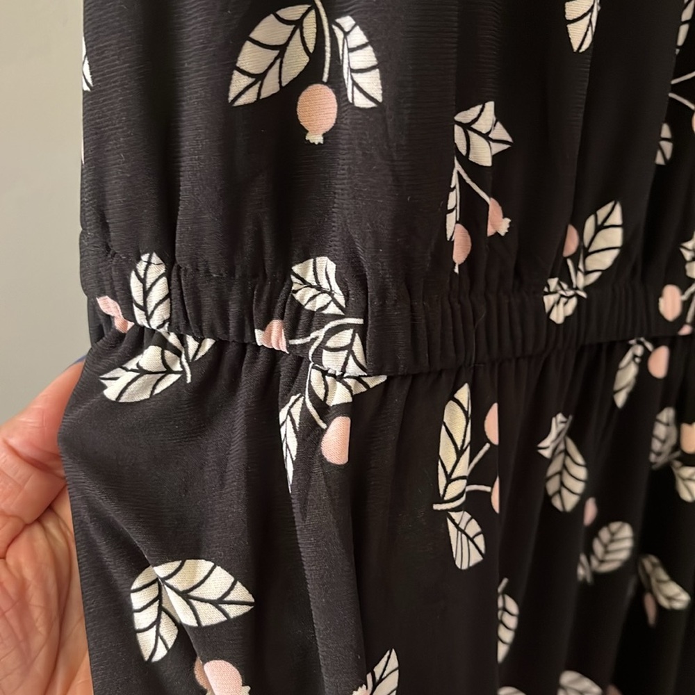 NWT Anne Klein Black White Floral Sleeveless Midi Dress Sundress Pocket Size 10 - Picture 6 of 15